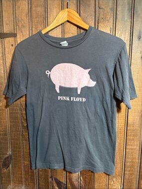 Pink Floyd Black Tee with Pale Pink Pig Graphic
